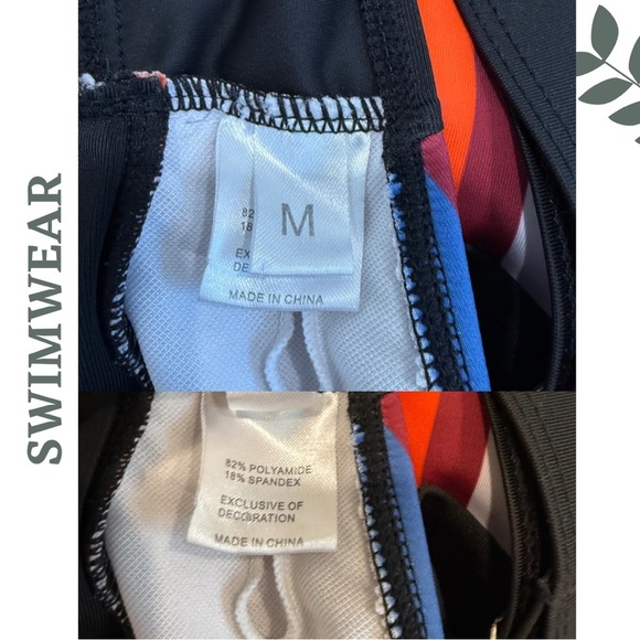 🛍️3/$40 Bold Rainbow Stripe Bikini Top Adjustable Straps Sporty Swim Bra Medium - Picture 4 of 4